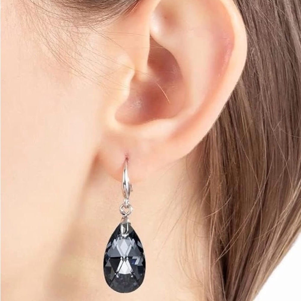 Dark Gray Crystal Earrings